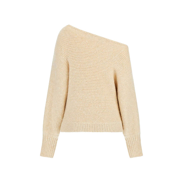 Guess Maglia Maglione Donna con scollo a barca Beige - Francavilla Moda